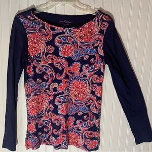 Lilly Pulitzer (Small) Navy and Multicolor Cotton Top